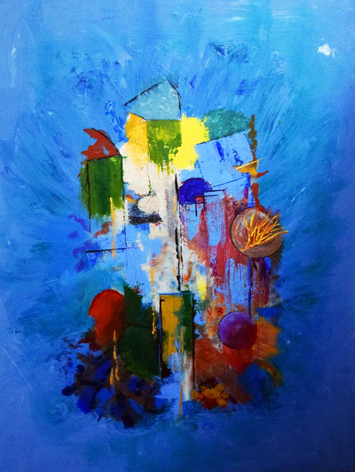 "Blue Christmas" Abstract Painting